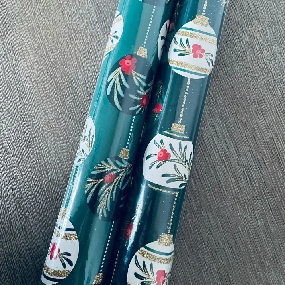 Vintage Glam Christmas Ornaments Glitter Premium Wrapping Paper Gift Wrap